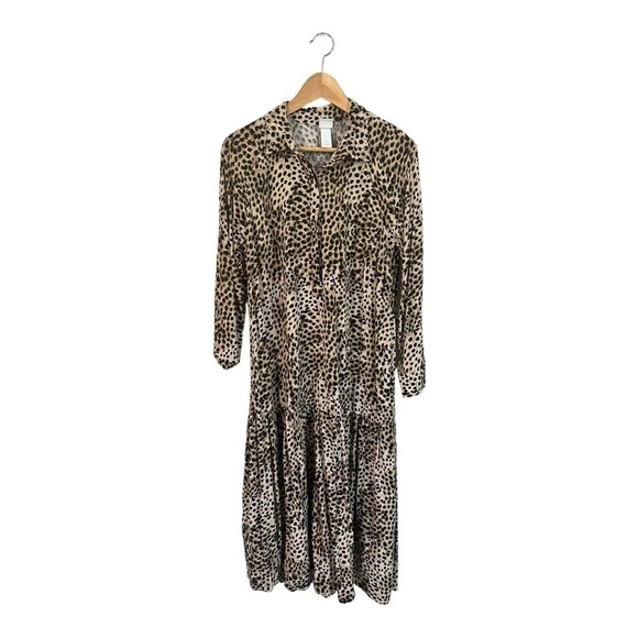 H&M Animal Print Shirt Dress Women’s Size Small Popover Long Sleeve Modest S - Picture 1 of 6